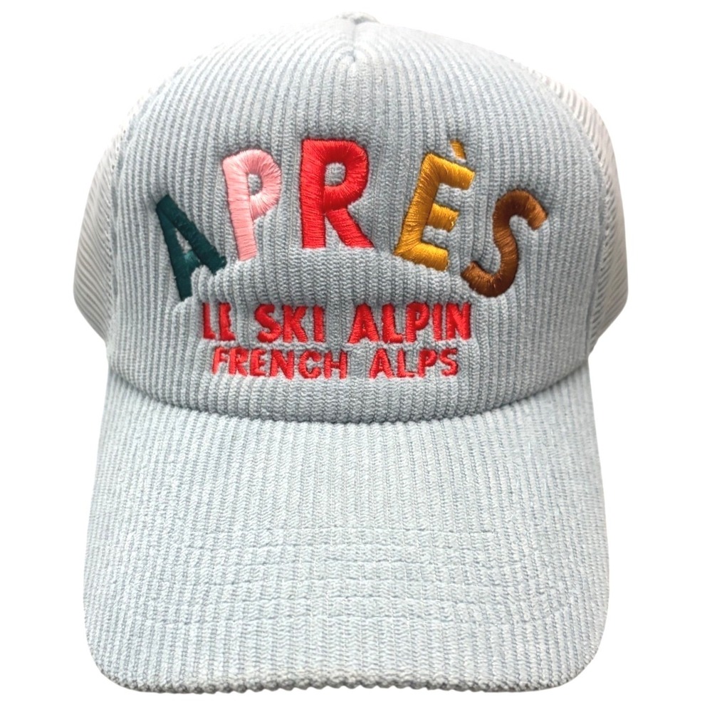 NWT Worn West Après Ski Corduroy Trucker Hat Sky Blue Anthropologie Snapback